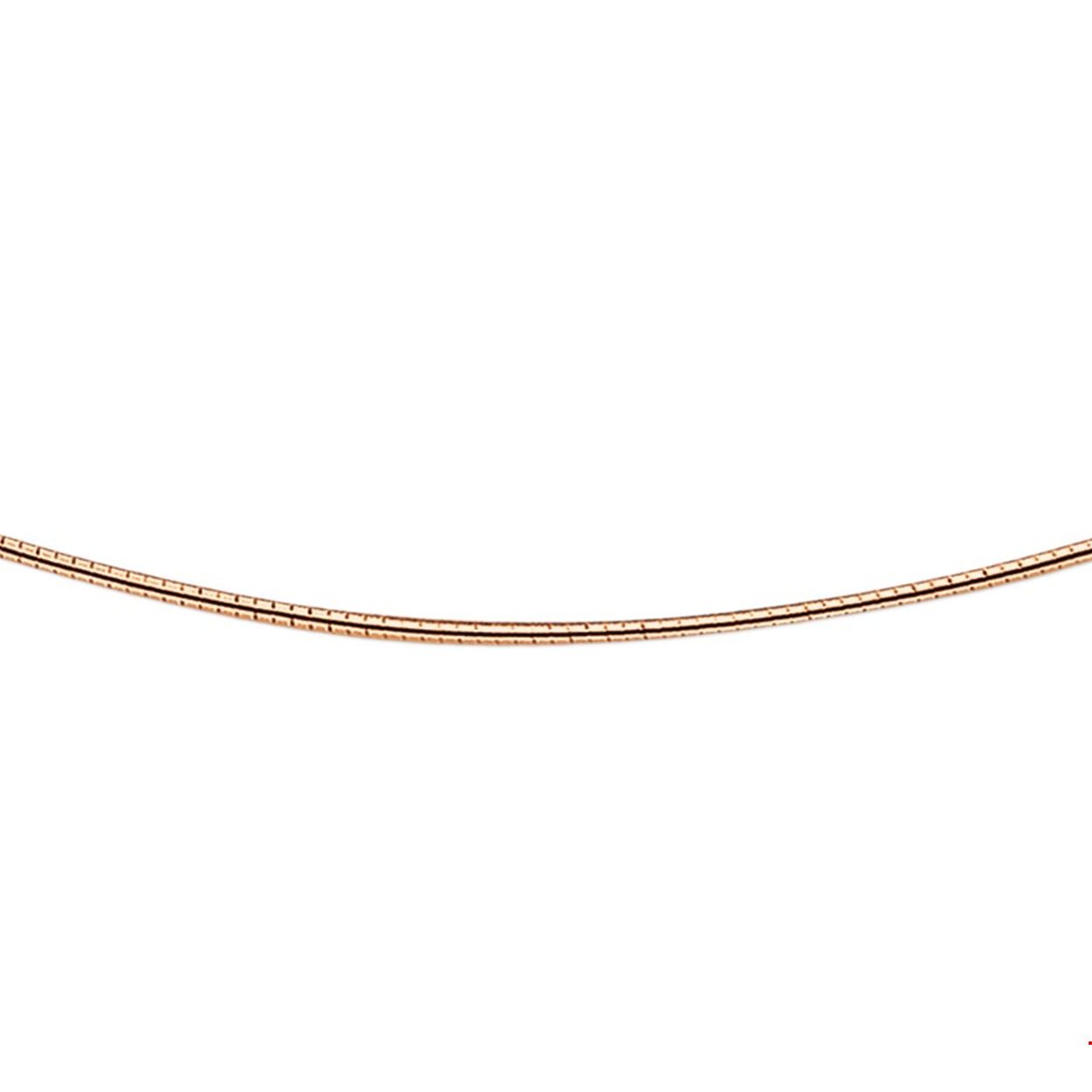 Rosegouden omega collier.
Doelgroep: dames
Breedte: 1.25 mm
Langste lengte: 45 mm