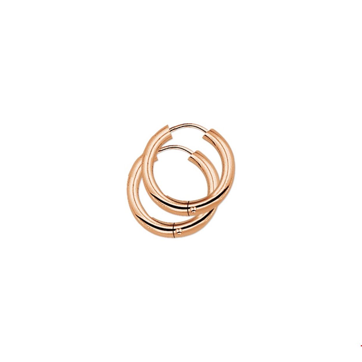 Beschrijving: Rosegouden klapcreolen met een ronde buis en een scharnier-sluiting. 
Uniekenummer serie: 29246
Verpakt per: 1
Doelgroep: dames
Breedte: 2.5 mm