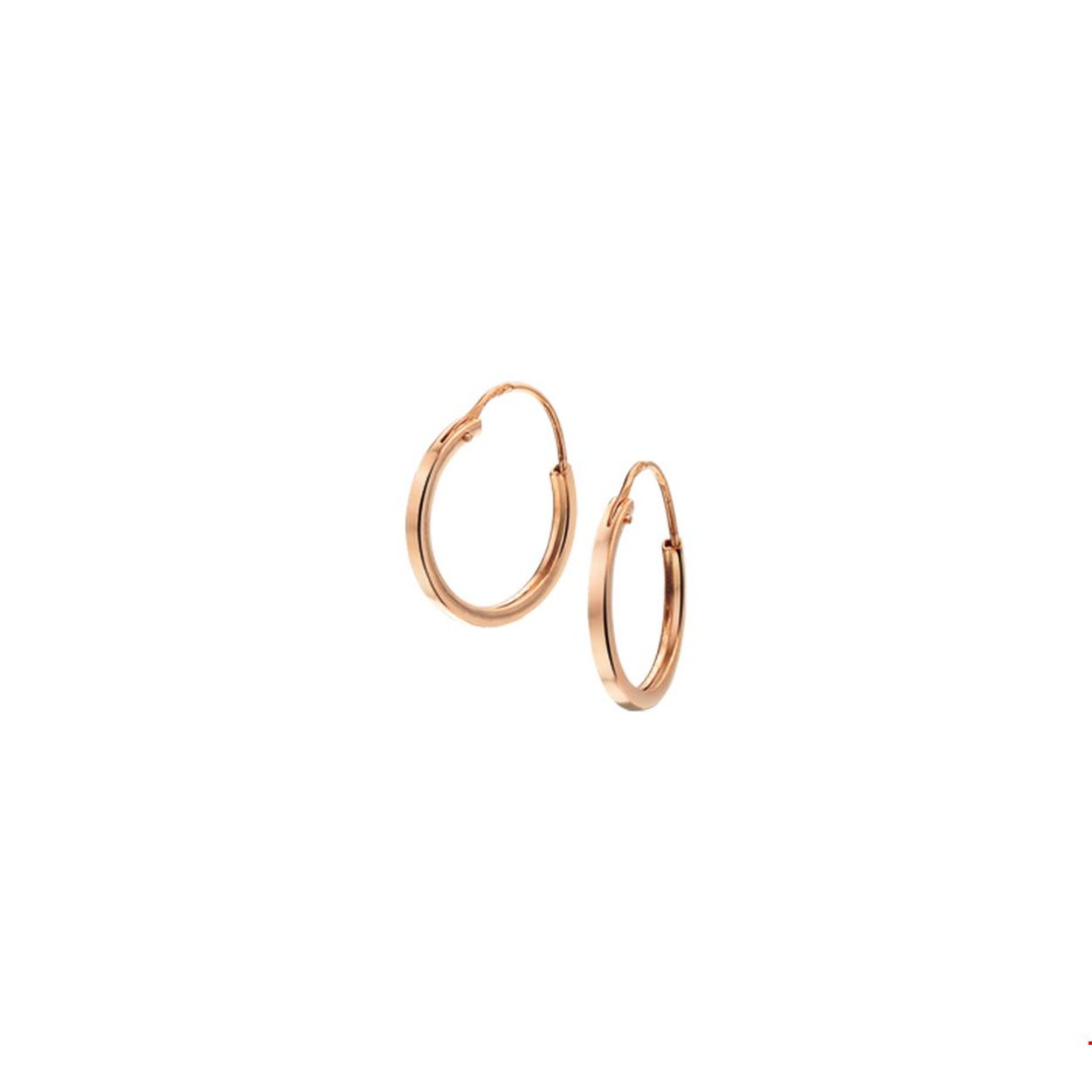 Rosegouden klapoorringen met een vlakke buis en een scharnier-sluiting. 

- Breedte: 1.1 mm