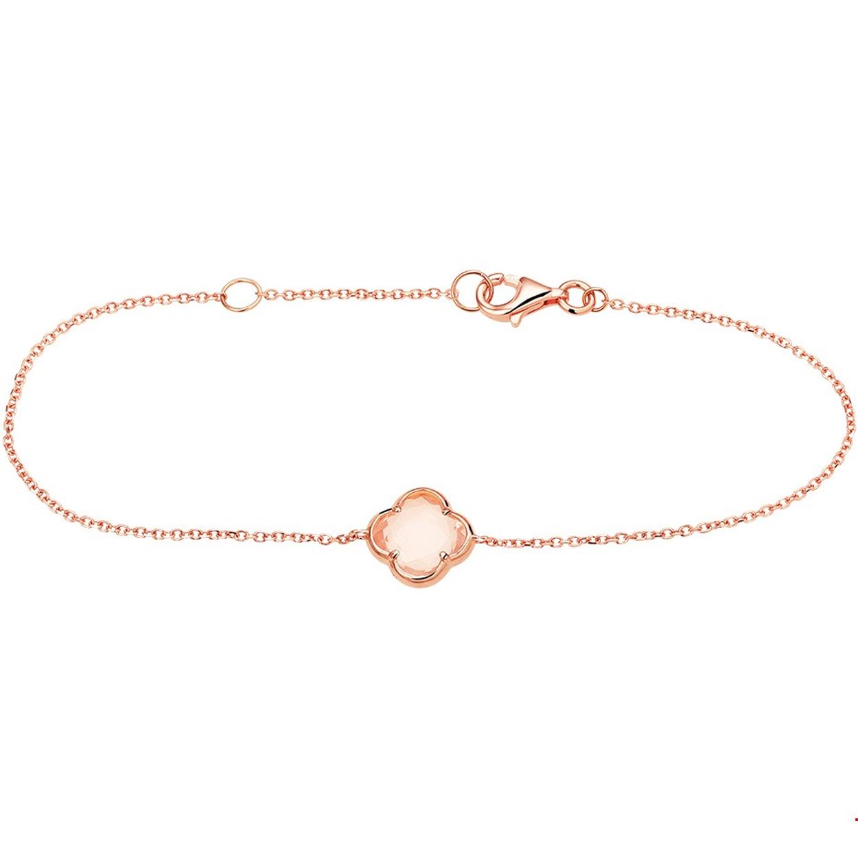 Fijn rosegouden 1.1mm anker armband met draaglengtes van 17 en 19cm. De armband is uitgevoerd met een bloem die ingelegd is met een mooie roze kwarts. De armband heeft een karabijn sluiting.
Verpakt per: 1
Doelgroep: dames
Breedte: 10.5 mm
Kortste lengte: 17 mm
Langste lengte: 19 mm
Zetting: entourage (kastzetting)