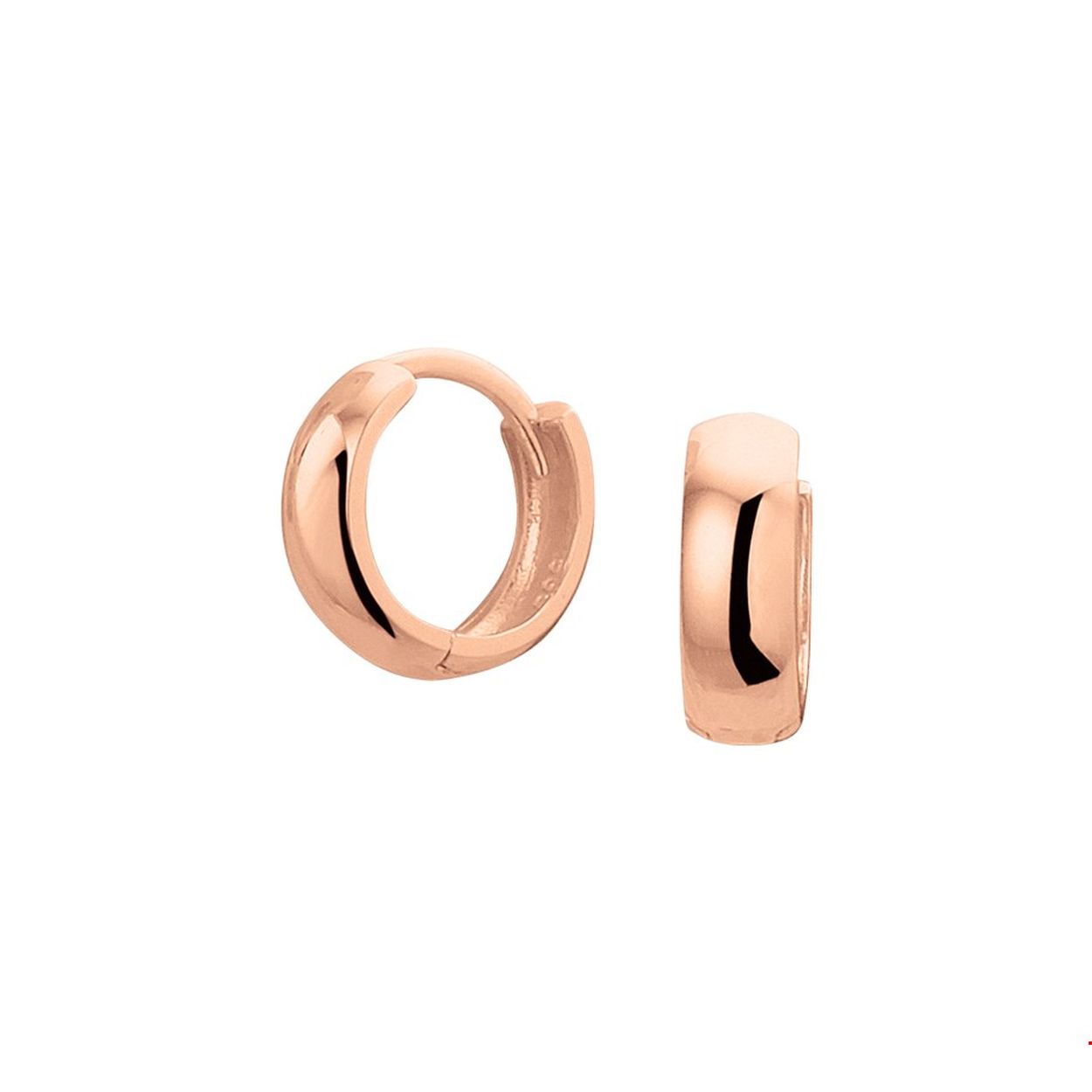Klassieke rosegouden klapoorringen met een afmeting van 10x3.4mm uitgevoerd met een stevige scharnier sluiting. Door het simplistische design zijn deze klapoorringen perfect te combineren met andere sieraden uit onze collectie of vanuit je eigen sieraden stash.
