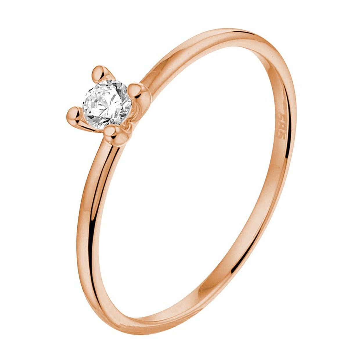 14k Rosegouden aanschuifring uitgevoerd met een schitterende zirkonia. De ring heeft een breedte van 4mm.