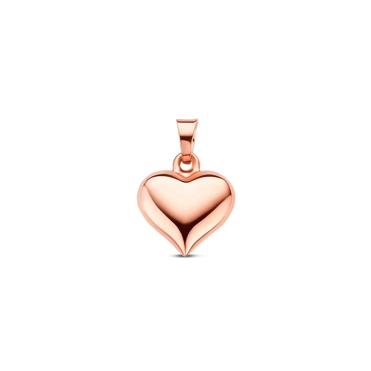 14k Rosegouden hanger in de vorm van een hartje. De hanger heeft een totale hoogte van 1.6cm. Het hartje heeft afmetingen van 10.5x11mm.
