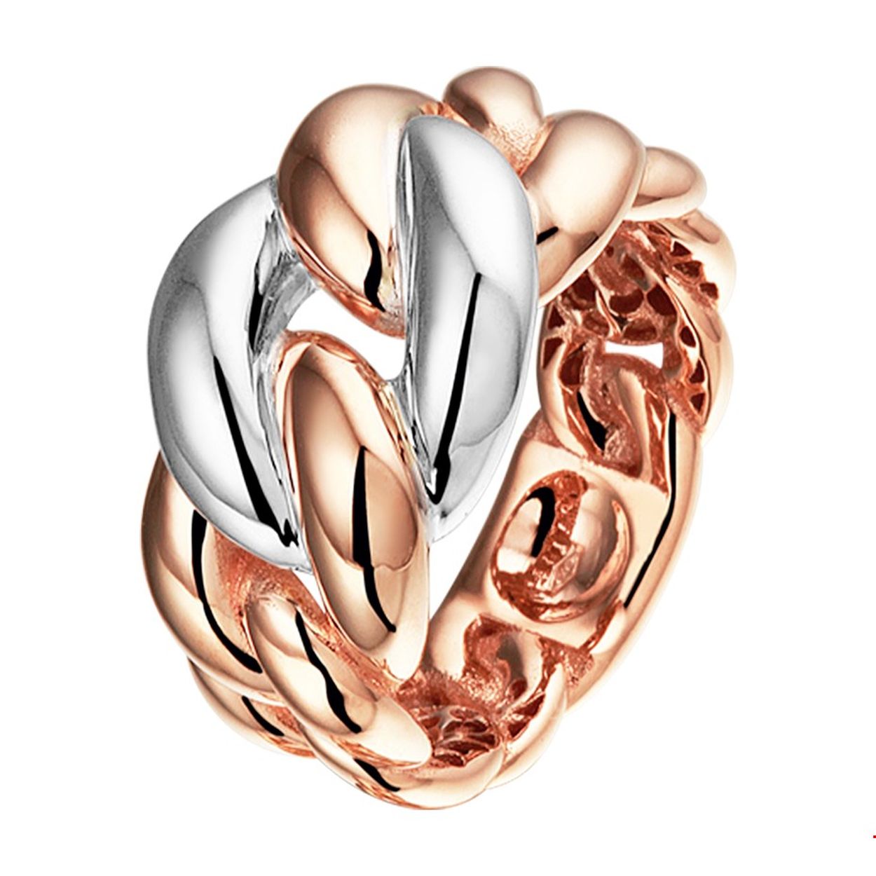 Beschrijving: Klassieke bicolor rose- en witgouden 13.5mm brede damesring uitgevoerd met een gourmet schakel motief. De ring heeft een poli afwerking en geeft de ring een stralend uiterlijk.
Uniekenummer serie: 38969
Verpakt per: 1
Doelgroep: dames
Ringmaat: 18.50 mm (58)
Breedte: 13.5 mm