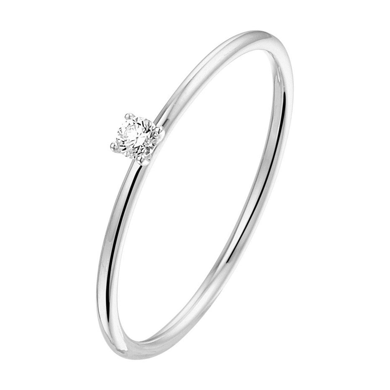 Luxe ring in witgoud met een palladium legering. De ring is uitgevoerd met een schitterende briljant geslepen diamant en heeft een breedte van 2.5mm.