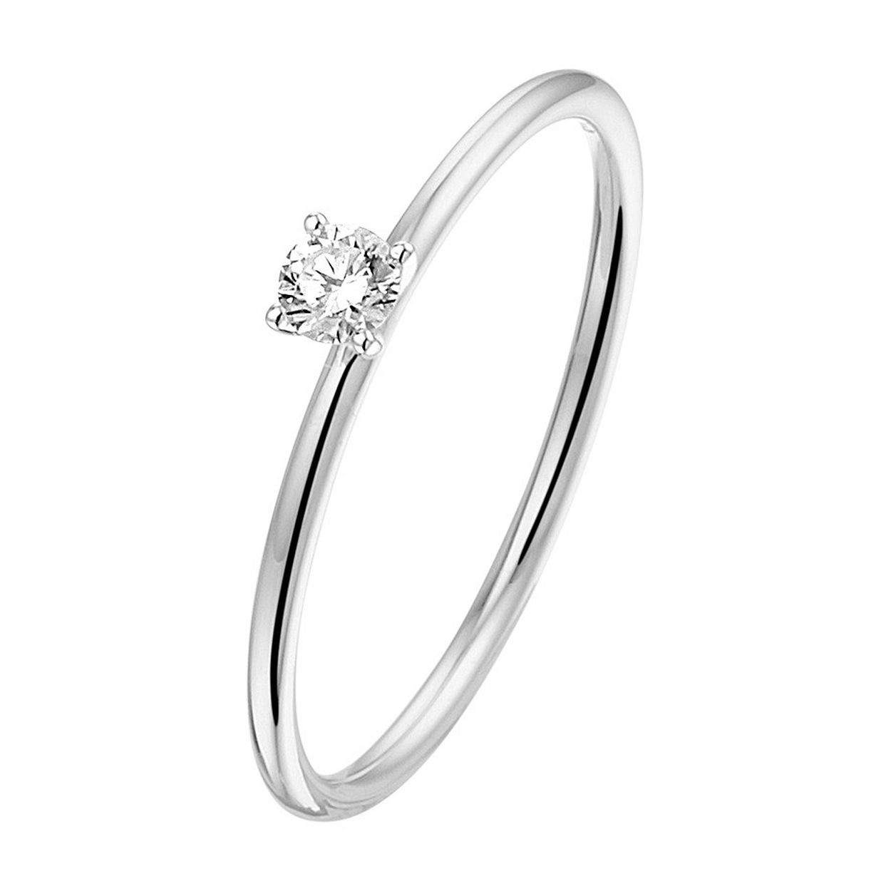 Luxe ring in witgoud met een palladium legering. De ring is uitgevoerd met een schitterende briljant geslepen diamant en heeft een breedte van 3mm.