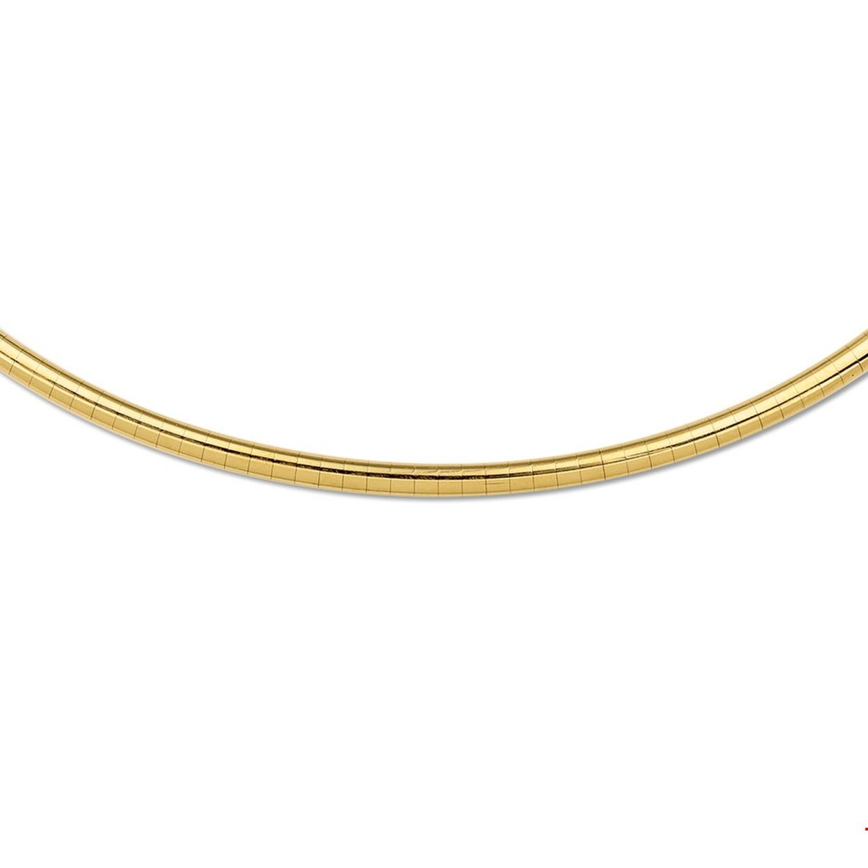 14k geelgouden omega collier met 925 zilveren kern. Het collier heeft een draaglengte van 42cm en een karabijn sluiting.