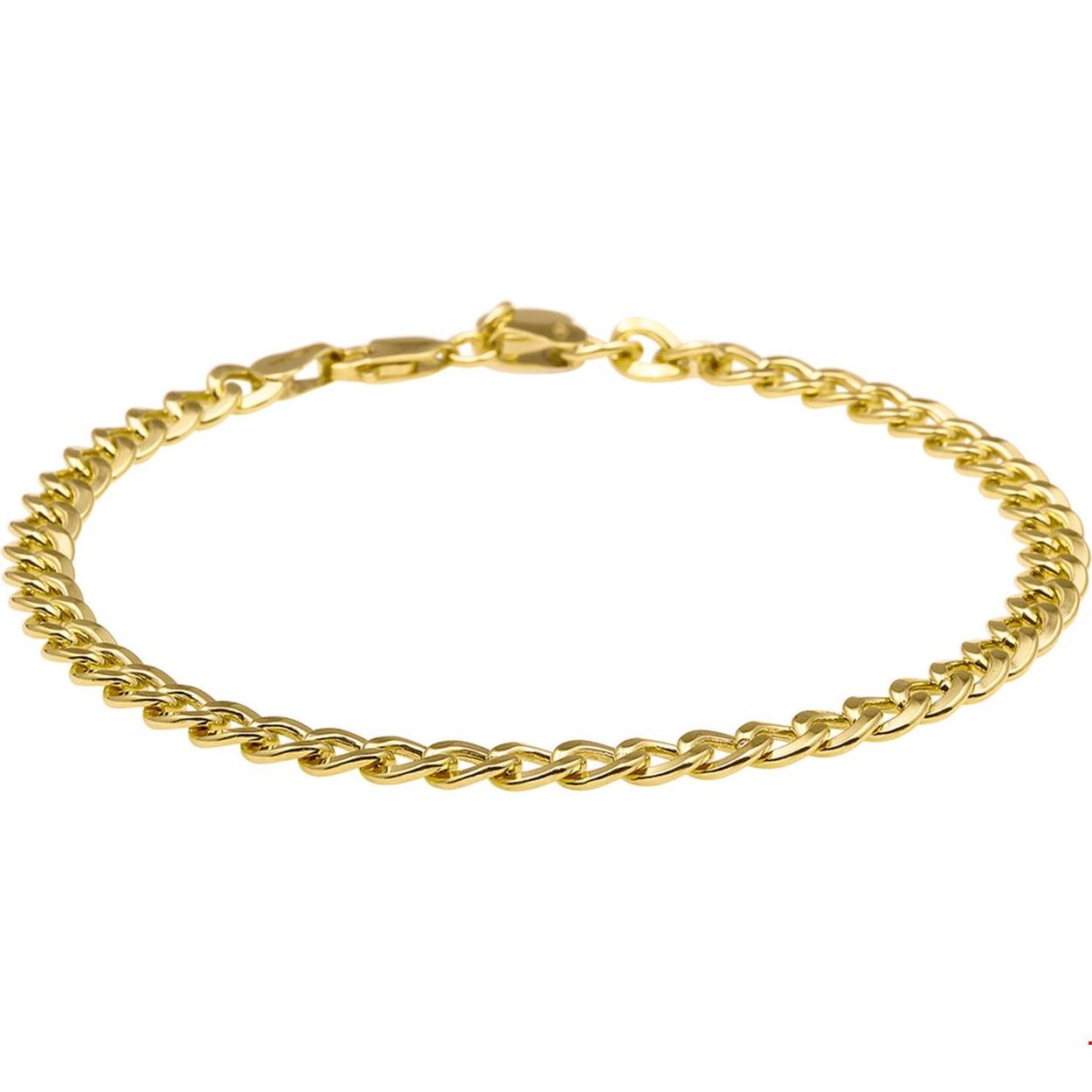 Beschrijving: Sieraden van 14 karaat goud met daarin een kern van 925 zilver. Geelgouden armband met gourmet schakel. 
Uniekenummer serie: 32467
Verpakt per: 1
Doelgroep: heren
Breedte: 5 mm
Langste lengte: 21 mm