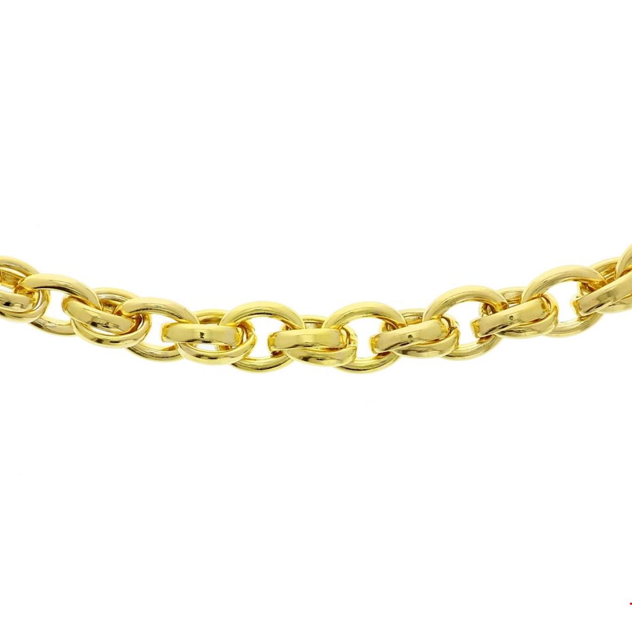 14 karaat geelgouden fantasie schakel collier 45 cm lang met groot springslot. Schakelbreedte 8.0 mm.