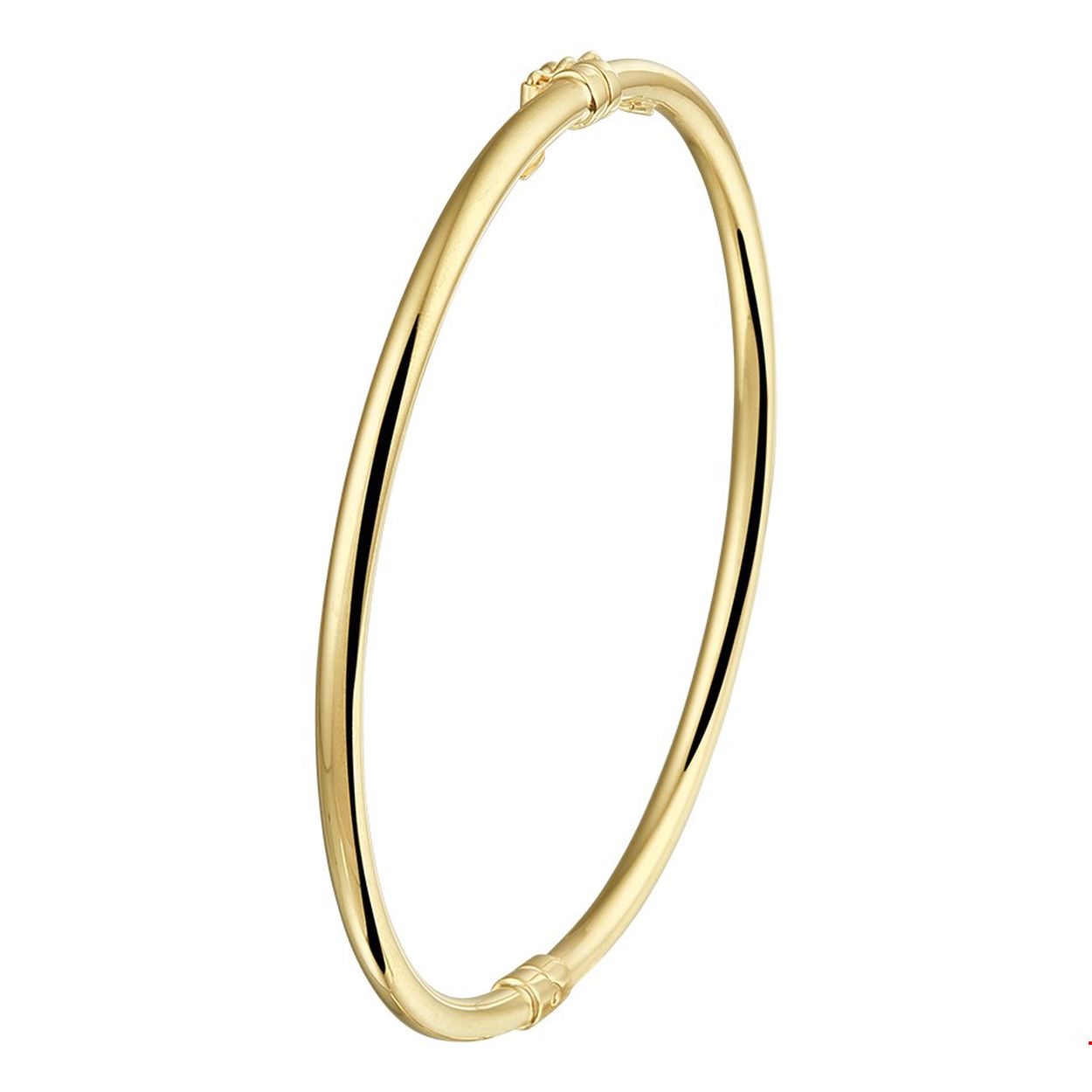 Geelgouden slavenband van 14 karaat goud met daarin een kern van 925 zilver. De slavenband heeft een afmeting van 3.2x61mm. Door het simplistische en klassieke model van de slavenband is deze goed te combineren met andere sieraden.