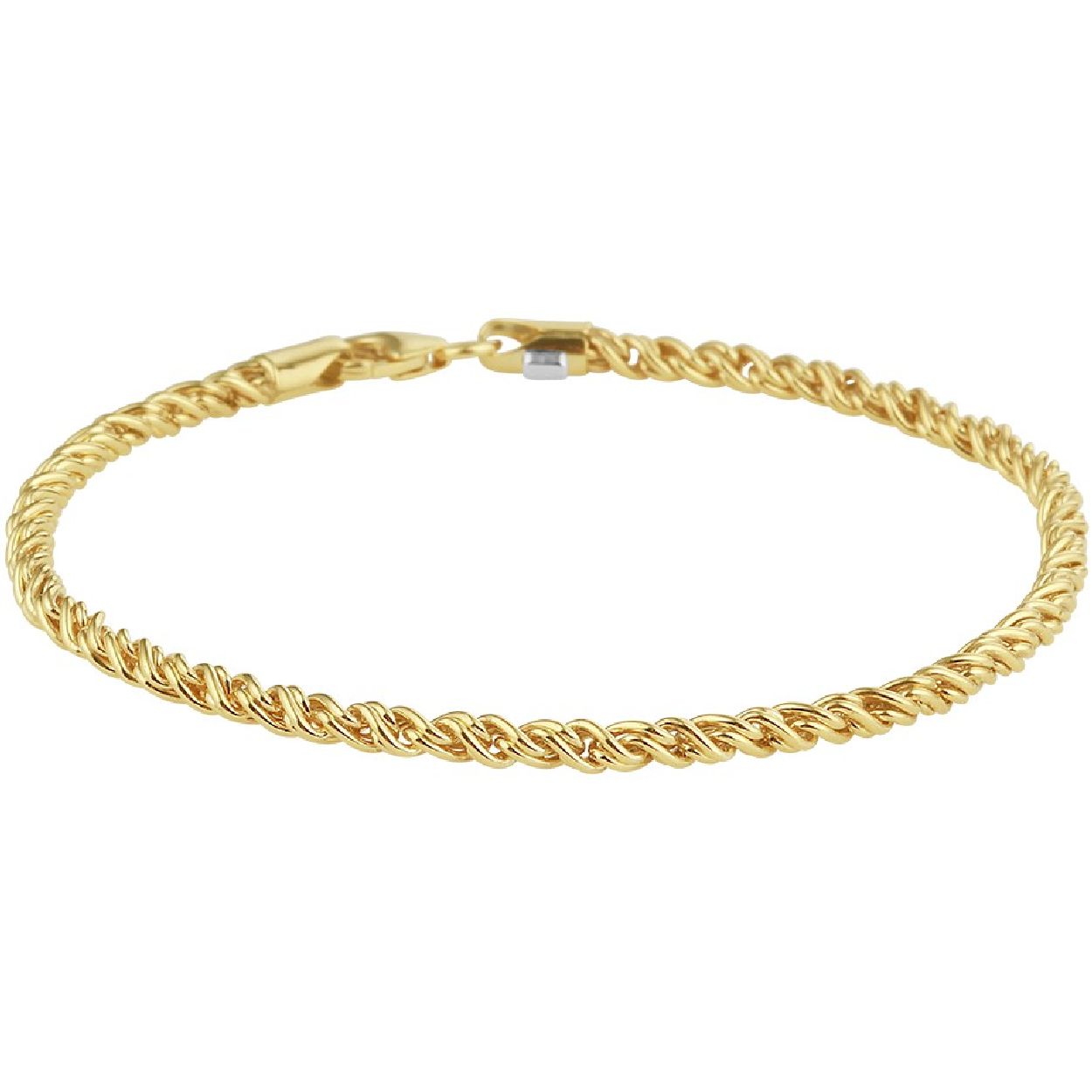 De armband is gemaakt van goud met zilveren kern en is goudkleurig. Het is een sieraad voor dames.