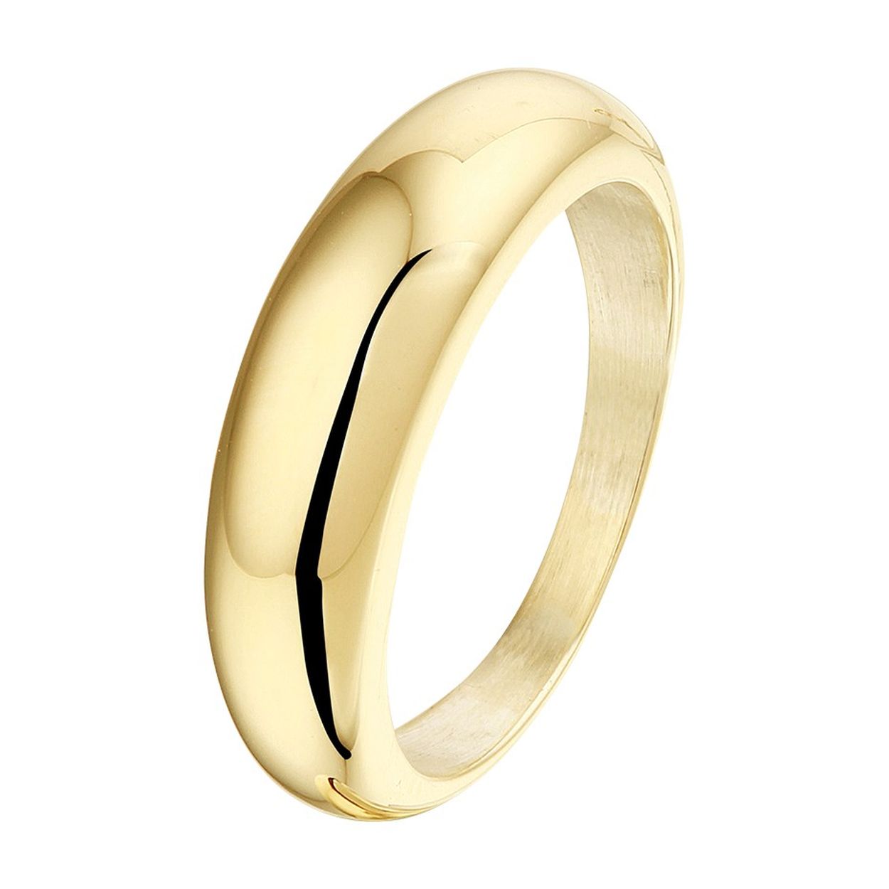 14k Geelgouden ring met daarin een kern van 925 zilver. De ring heeft een breedte van 6mm.
