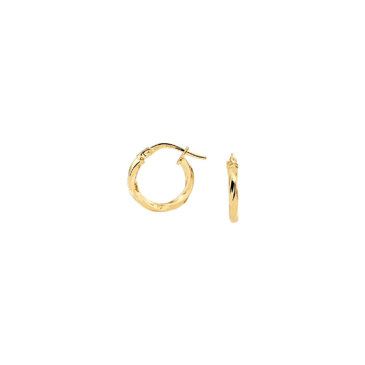 14k Geelgouden oorringen met 925 zilveren kern. De oorringen hebben een diameter van 14.5mm.

De verdere specificaties van de oorringen zijn:
Gewicht (gram): 0.08