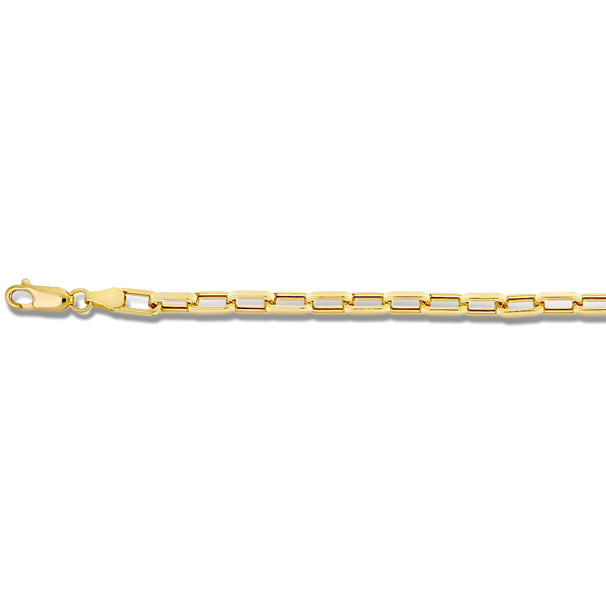 14k Geelgoud met 925 zilveren kern armband met een paperclip schakel. De armband heeft draaglengte 19cm.