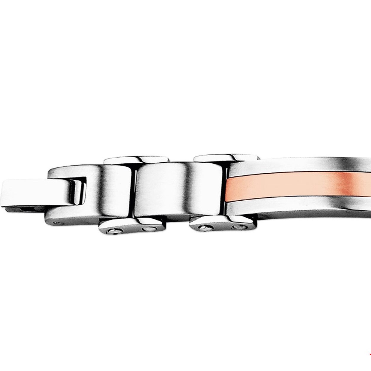 Stalen armband met een poli/matte afwerking. De armband heeft deels een rosegouden PVD-plating.
Doelgroep: heren
Breedte: 14.5 mm
Langste lengte: 21 cm