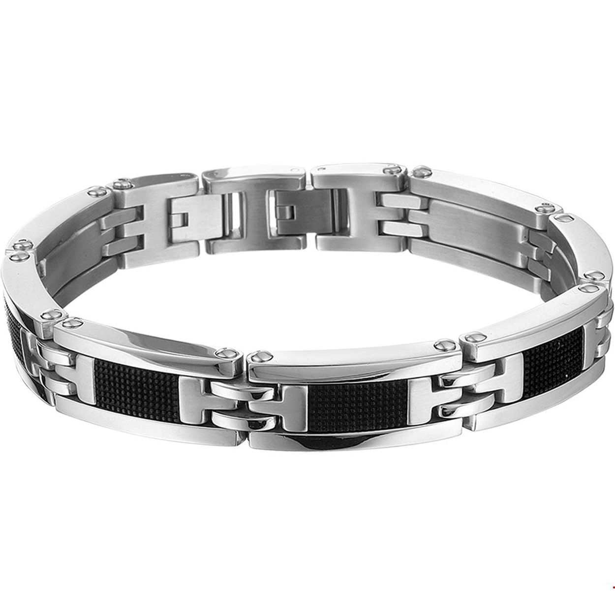 Beschrijving: Stalen armband met rubber. 
Verpakt per: 1
Doelgroep: heren
Breedte: 11.5 mm
Langste lengte: 21.5 mm
