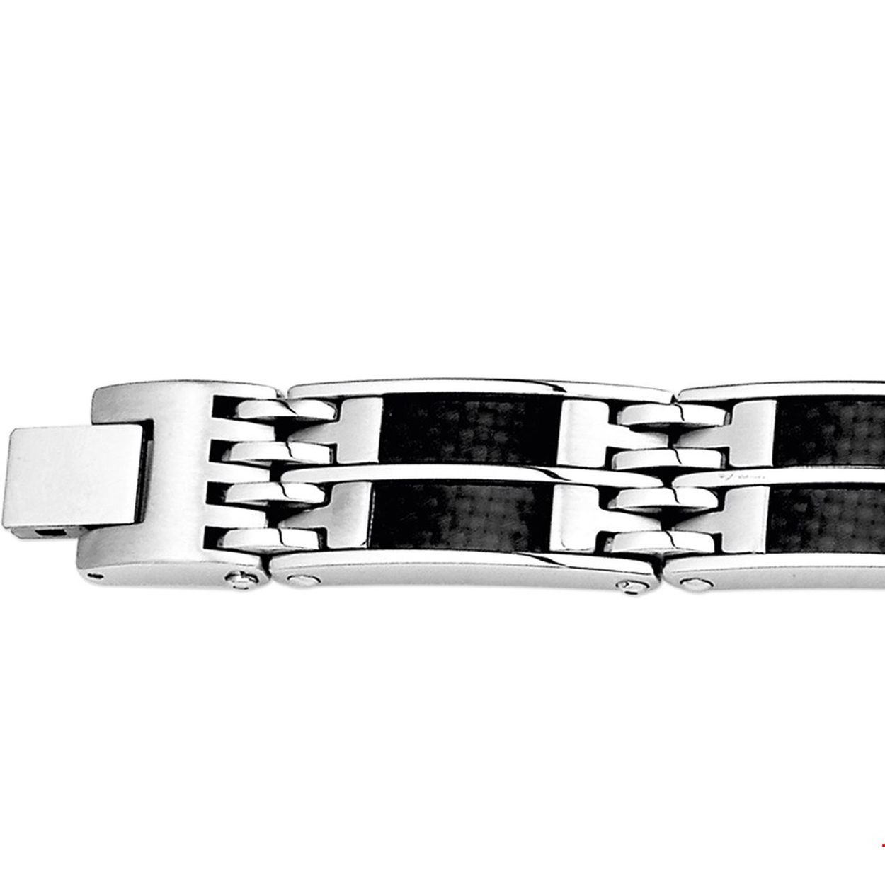 Beschrijving: Stalen armband met carbon. 
Verpakt per: 1
Doelgroep: heren
Breedte: 13 mm
Langste lengte: 21.5 mm