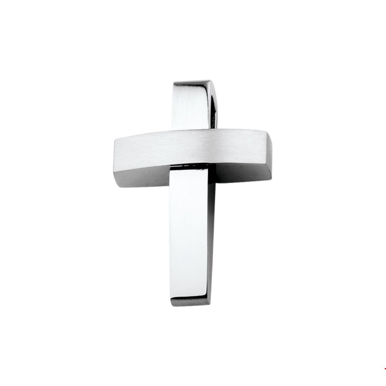 Beschrijving: Stalen hanger met een kruis en een poli/matte afwerking. 
Verpakt per: 1
Doelgroep: heren
Breedte: 20 mm
Hoogte: 30 mm