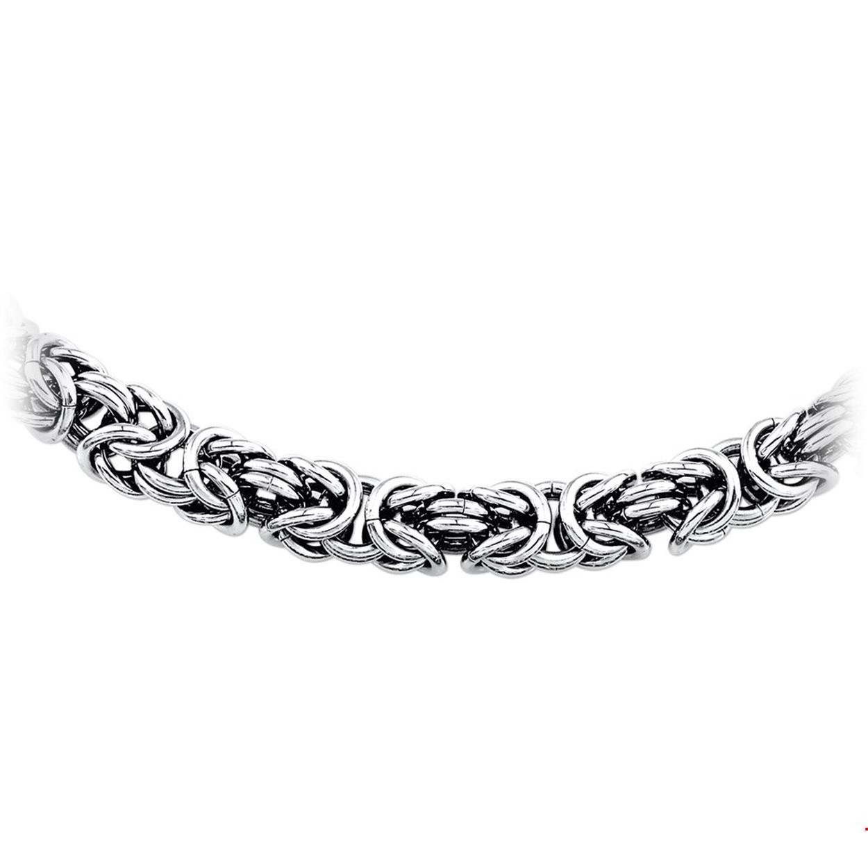 Beschrijving: Stalen collier met koningsschakel. 
Uniekenummer serie: 27076
Verpakt per: 1
Doelgroep: heren
Breedte: 9 mm
Langste lengte: 60 mm
