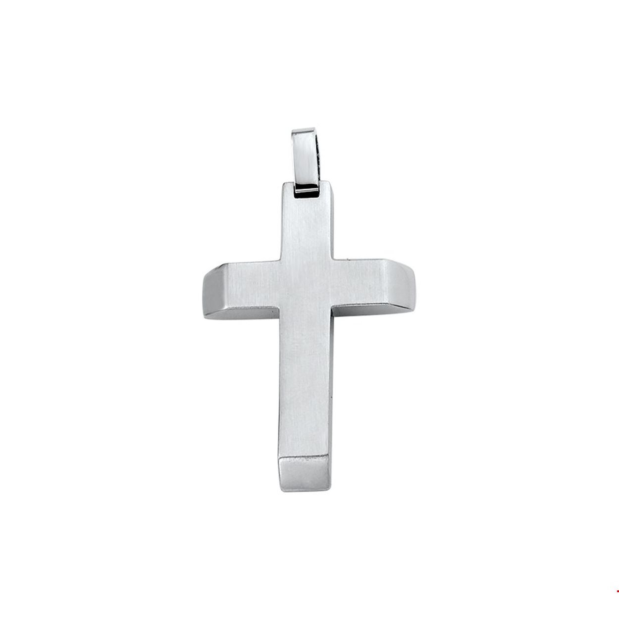 Beschrijving: Stalen hanger met een kruis en een poli/matte afwerking. 
Verpakt per: 1
Doelgroep: heren
Breedte: 24 mm
Hoogte: 37 mm