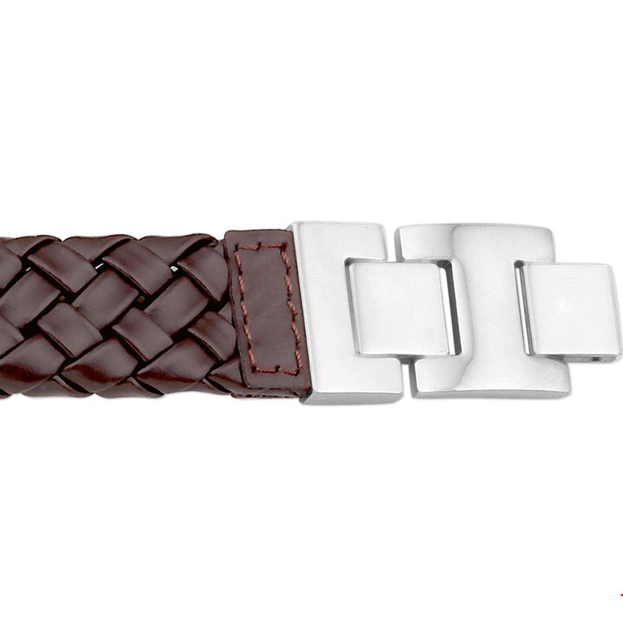 Beschrijving: Leren armbanden zijn echte musthaves voor heren. Stoer bij een casual outfit, maar zeker ook bij een net pak! Details: Stalen armband met gevlochten bruine leren band. De lengte bedraagt 20cm met 2.5cm extensie. 
Verpakt per: 1
Doelgroep: heren
Breedte: 20 mm
Kortste lengte: 20 mm
Langste lengte: 22.5 mm