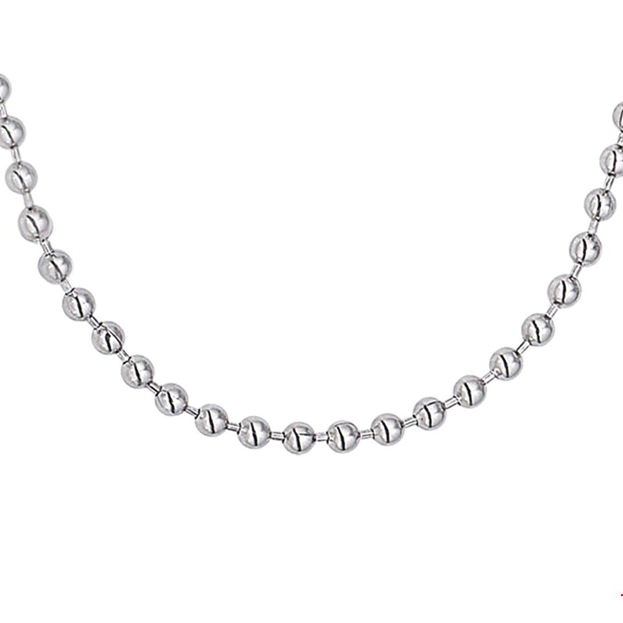 Beschrijving: Stalen collier met bolletjes. 
Doelgroep: dames
Breedte: 2.4 mm
Langste lengte: 100 cm