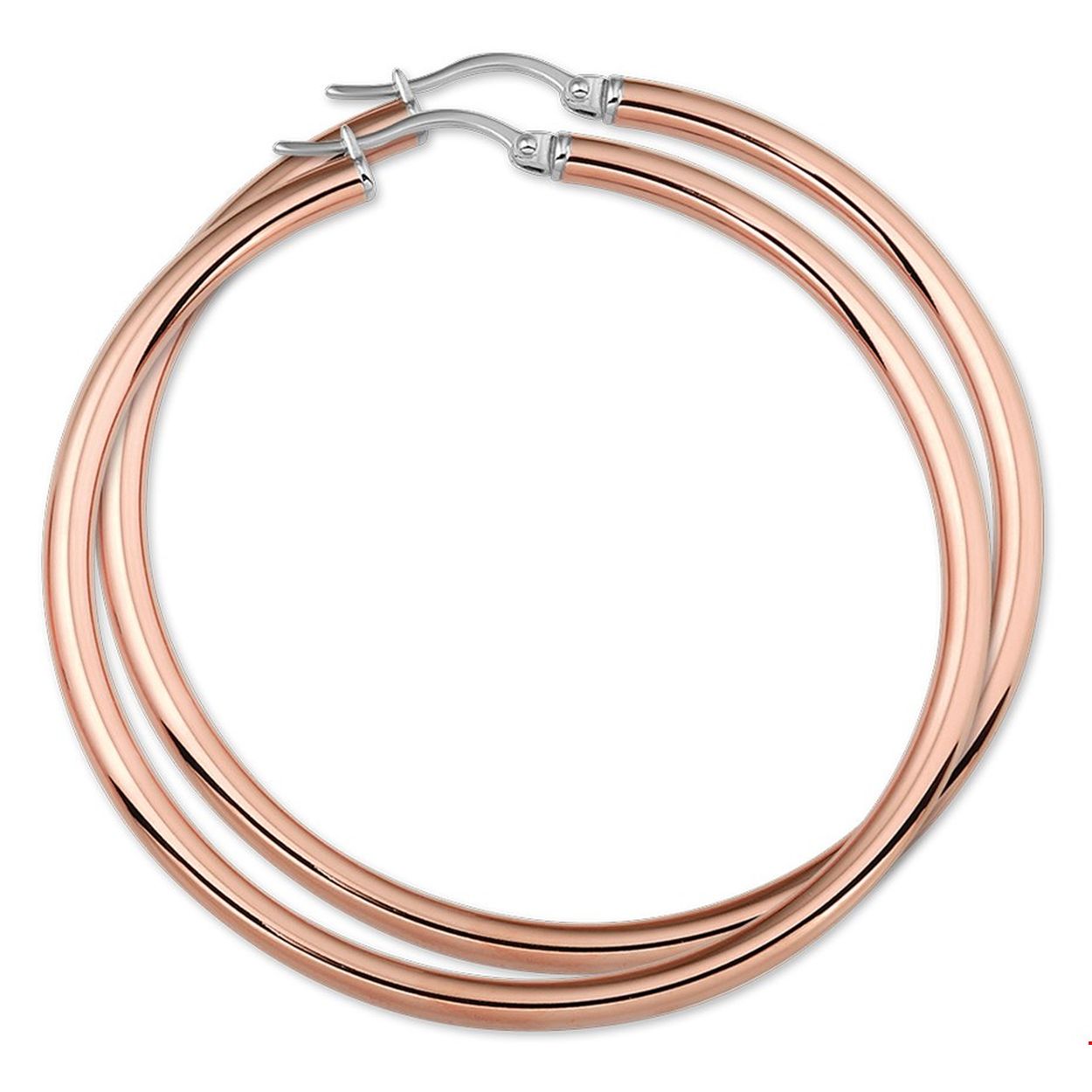 Beschrijving: Stalen creolen met een ronde buis en een hefboom-sluiting. De creolen hebben een rosegouden PVD-plating. De diameter van deze creolen is 56mm. 
Uniekenummer serie: 29260
Verpakt per: 1
Doelgroep: dames