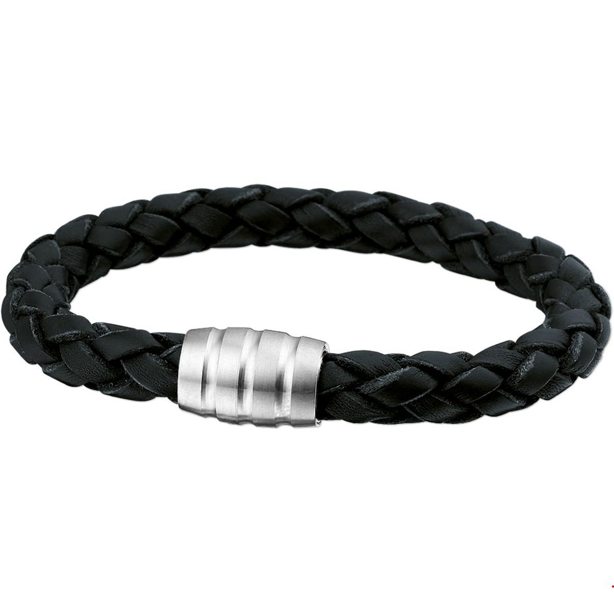Beschrijving: Leren armbanden zijn echte musthaves voor heren. Stoer bij een casual outfit maar zeker ook bij een net pak! Details: Stalen armband met gevlochten zwarte leren band en een magneet-sluiting. 
Uniekenummer serie: 29501
Verpakt per: 1
Doelgroep: heren
Breedte: 8 mm
Langste lengte: 21 mm