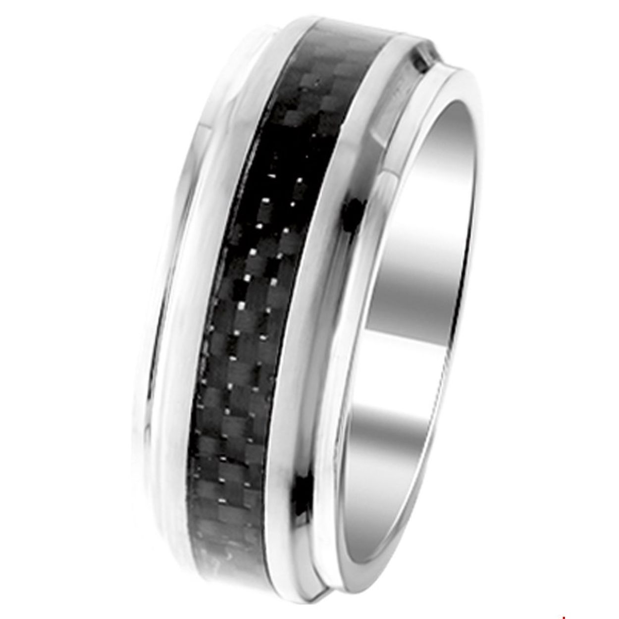 Beschrijving: Stalen ring met carbon. 
Uniekenummer serie: 27059
Verpakt per: 1
Doelgroep: heren
Ringmaat: 20.25 mm (64)
Breedte: 9 mm