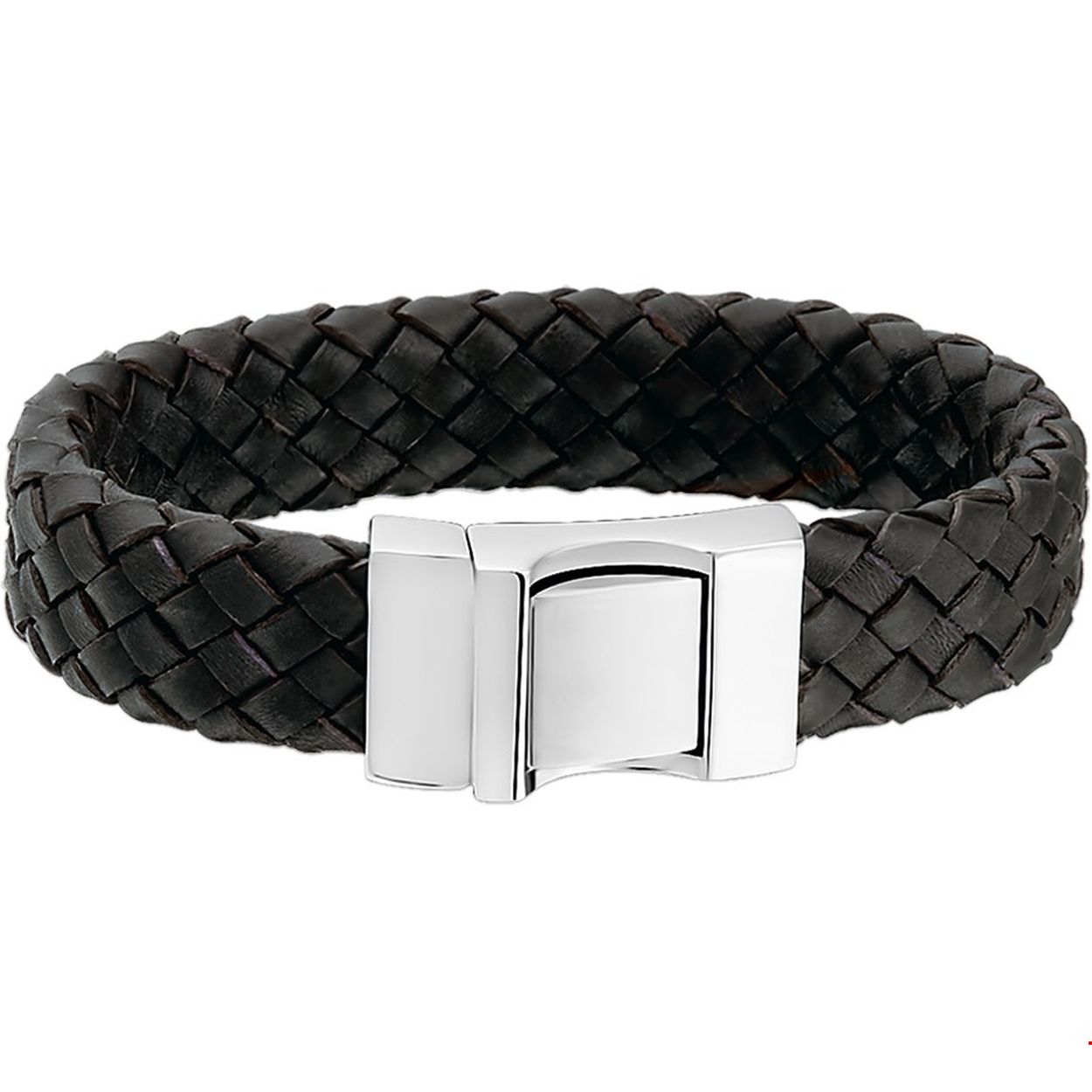 Leren armbanden zijn echte musthaves voor heren. Stoer bij een casual outfit maar zeker ook bij een net pak! Details: Stalen armband met een gevlochten zwarte leren band. 
Verpakt per: 1
Doelgroep: heren
Breedte: 16 mm
Langste lengte: 21 mm