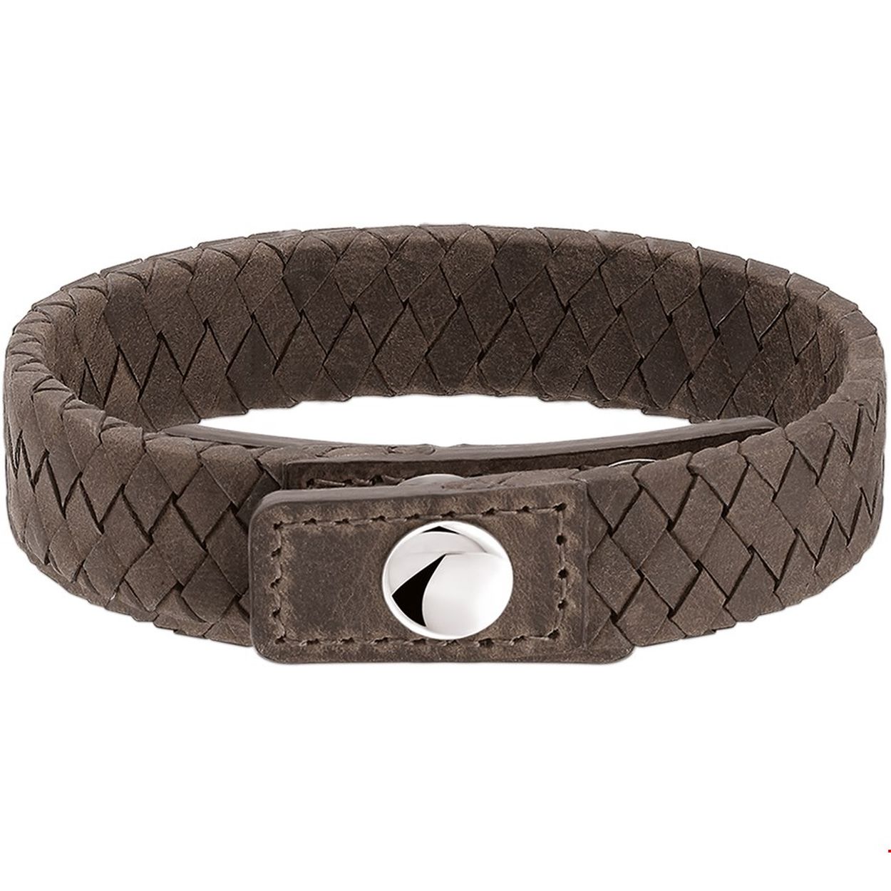 Beschrijving: Stalen armband met donkerbruin gevlochten lee
Doelgroep: heren
Breedte: 15 mm
Kortste lengte: 19 mm
Langste lengte: 21 mm