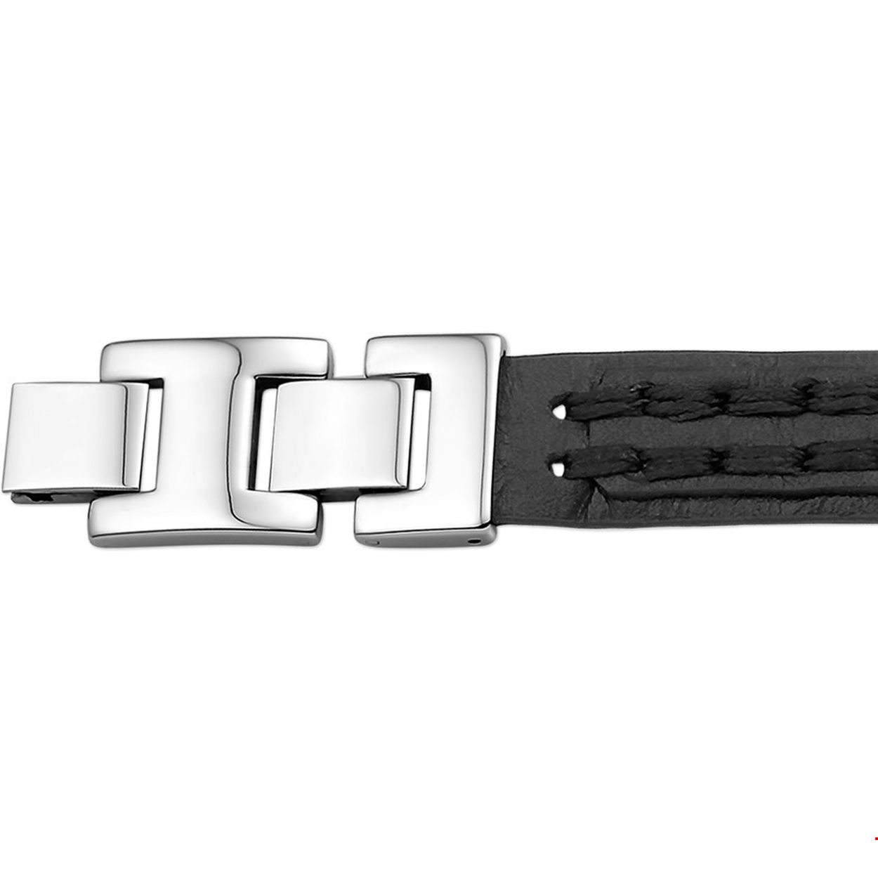 Beschrijving: Stalen armband met gevlochten leer. De lengte van de armband bedraagt 20.5cm met 2.5cm extensie. 
Verpakt per: 1
Doelgroep: heren
Breedte: 15 mm
Kortste lengte: 19 mm
Langste lengte: 21 mm