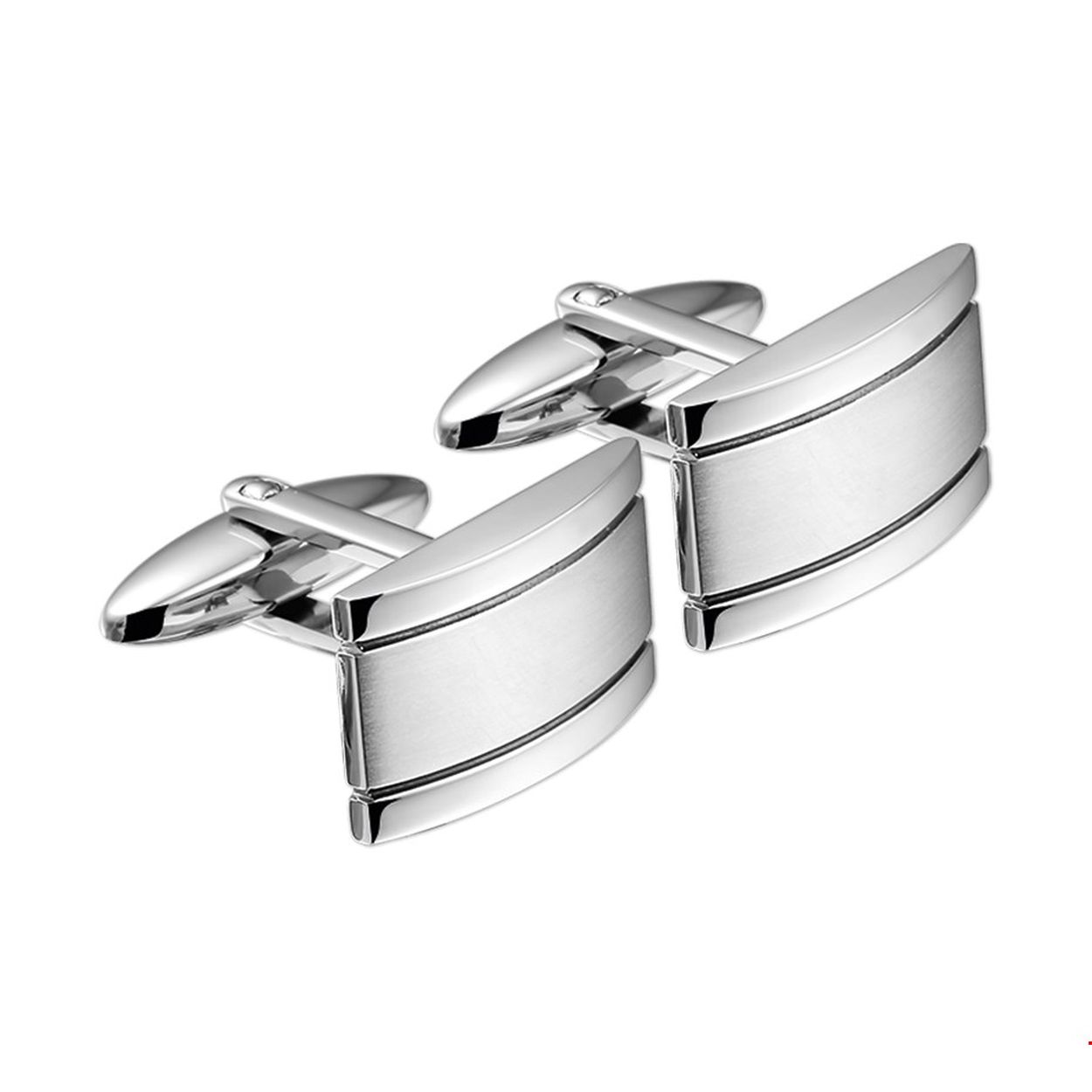 Beschrijving: Stalen manchetknopen met een poli/matte afwerking. 
Verpakt per: 1
Doelgroep: heren
Breedte: 19.5 mm
Hoogte: 12.5 mm