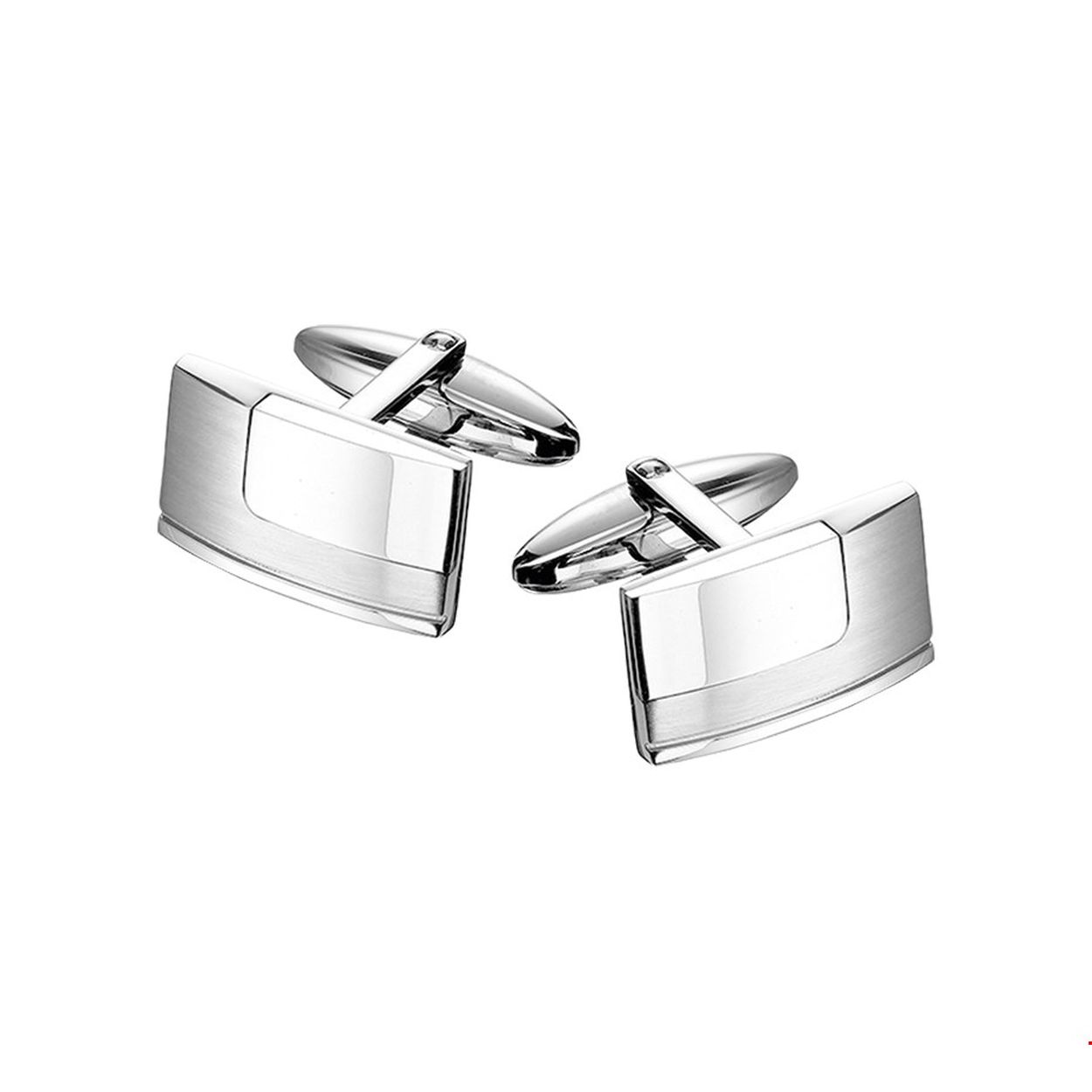 Beschrijving: Stalen manchetknopen met een poli/matte afwerking. 
Verpakt per: 1
Doelgroep: heren
Breedte: 19 mm
Hoogte: 11.5 mm