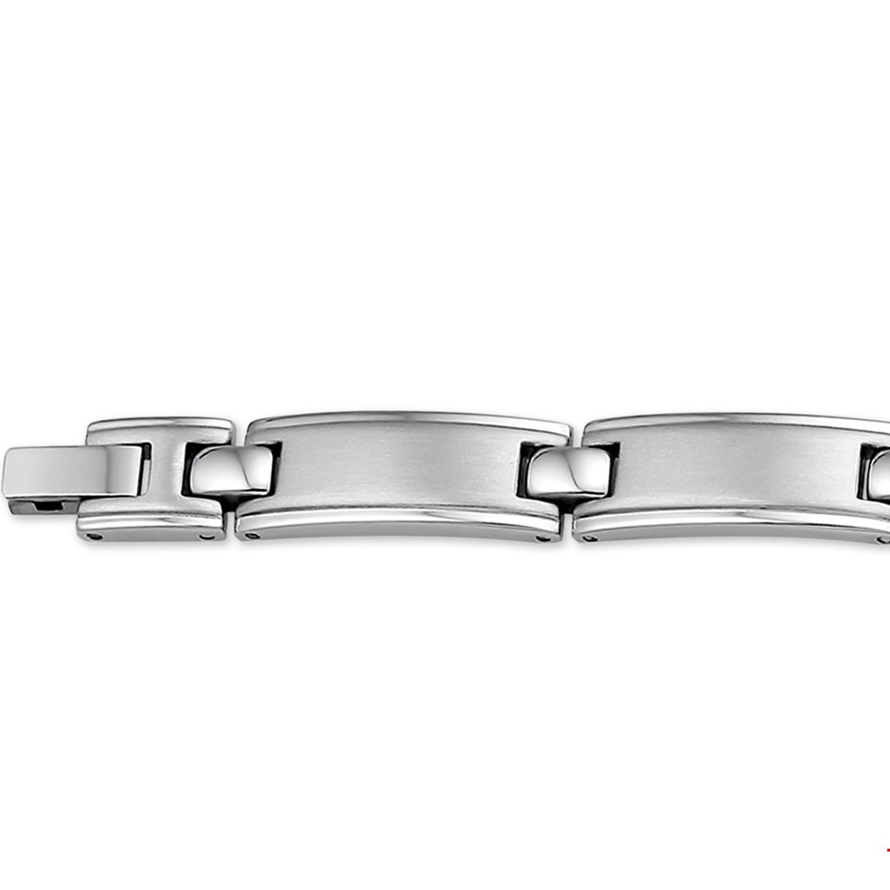 Beschrijving: Stalen armband met een poli/matte afwerking. 
Doelgroep: heren
Breedte: 9 mm
Langste lengte: 20.5 cm