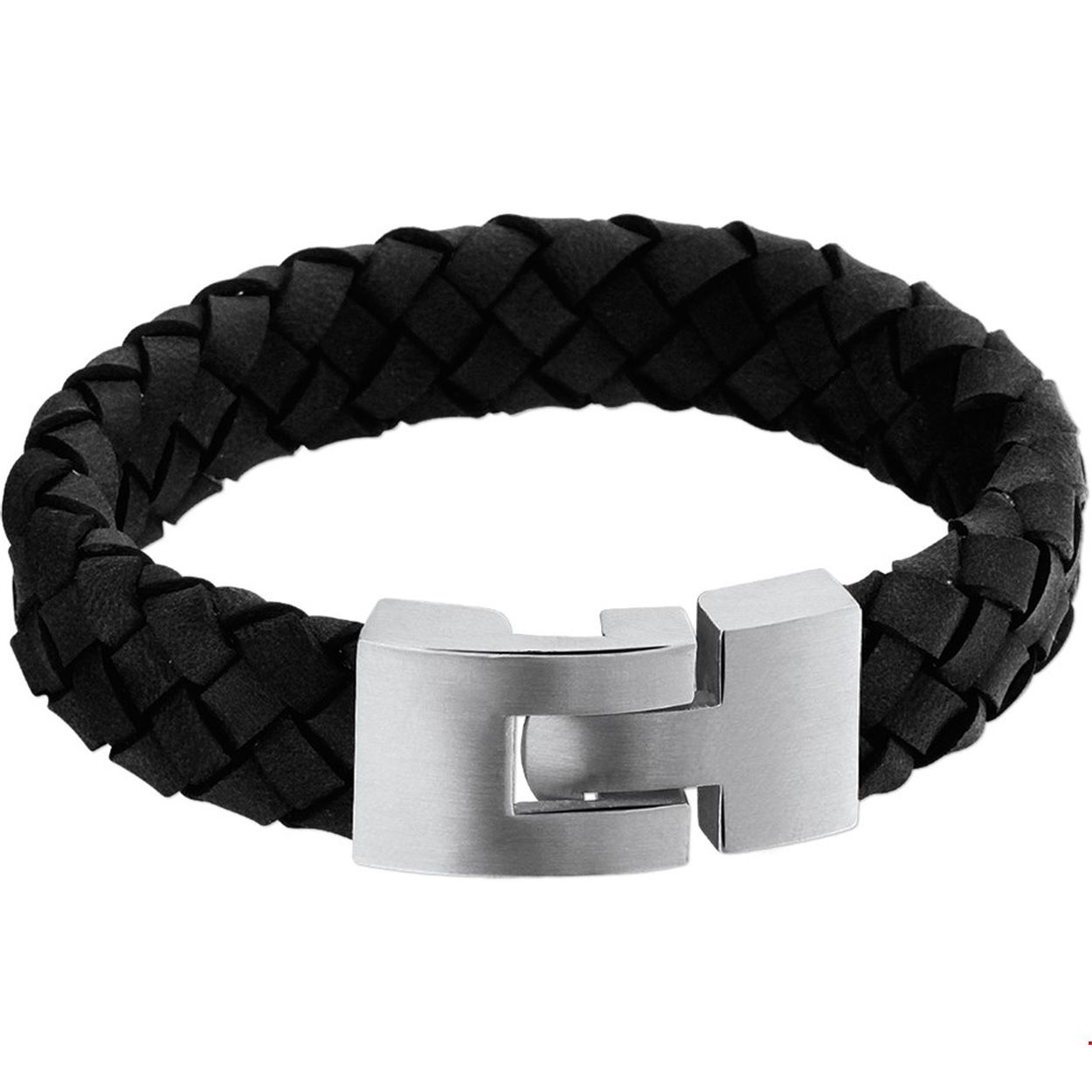 Leren armbanden zijn echte musthaves voor heren. Stoer bij een casual outfit maar zeker ook bij een net pak! Details: Stalen armband met gevlochten zwart leer en een matte sluiting. 
Uniekenummer serie: 27227
Verpakt per: 1
Doelgroep: heren
Breedte: 15 mm
Langste lengte: 21.5 mm
