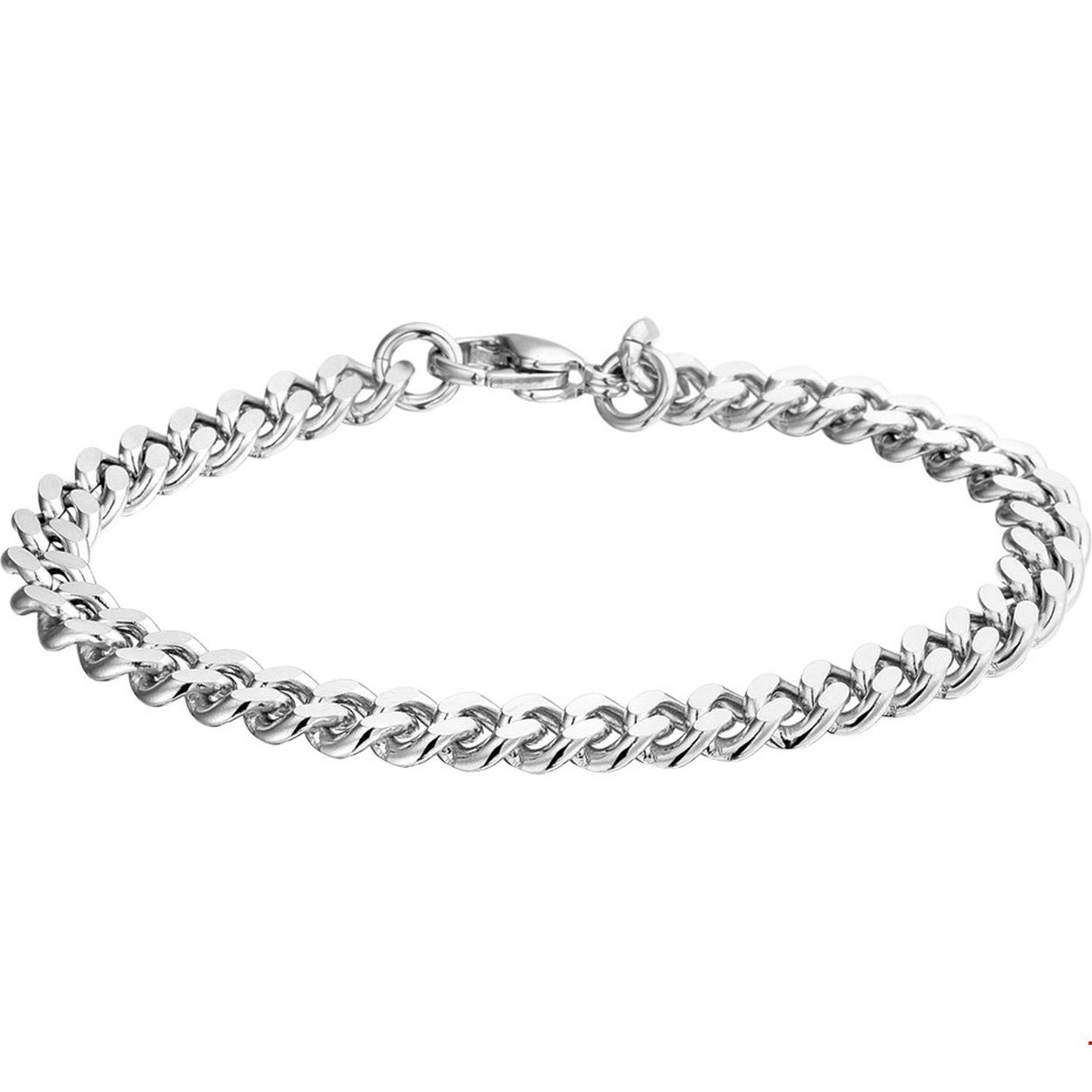 Stalen armband met gourmet schakel. 
Doelgroep: heren
Breedte: 6.2 mm
Langste lengte: 19 cm