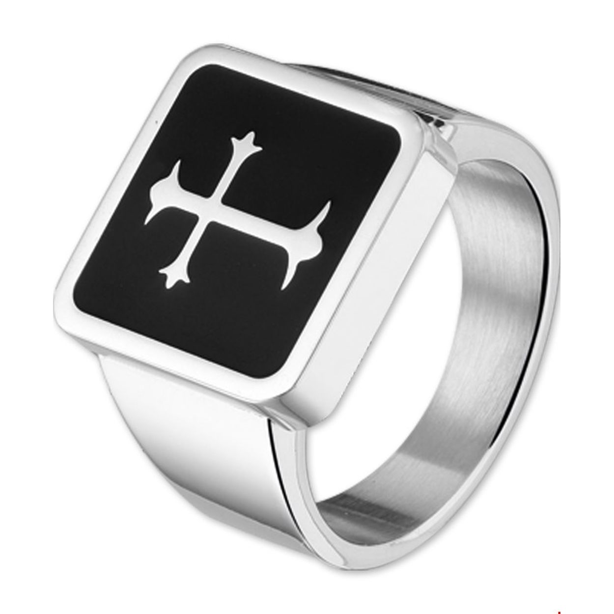 Beschrijving: Stalen zegelring met een kruis. 
Uniekenummer serie: 27064
Verpakt per: 1
Doelgroep: heren
Ringmaat: 20.25 mm (64)
Breedte: 17 mm