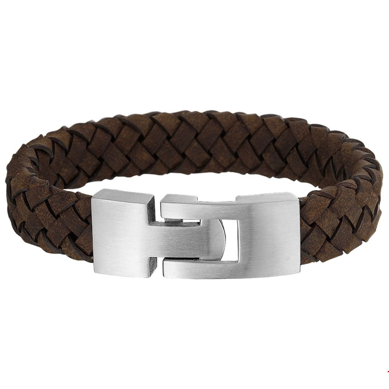Beschrijving: Stalen armband met gevlochten leer. 
Uniekenummer serie: 30910
Verpakt per: 1
Doelgroep: jongens
Breedte: 11.5 mm
Langste lengte: 17 mm