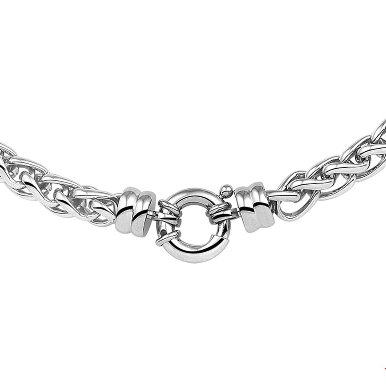 Beschrijving: Dit stalen collier is een echte musthave. Door de opvallende vossenstaart schakel oogt Het collier stoer maar toch vrouwelijk. Maak de set compleet met de bijpassende armband. Details: Stalen Collier met vossenstaart schakel. Het collier is onderdeel van een set. 
Verpakt per: 1
Doelgroep: dames
Breedte: 8 mm
Langste lengte: 45 mm