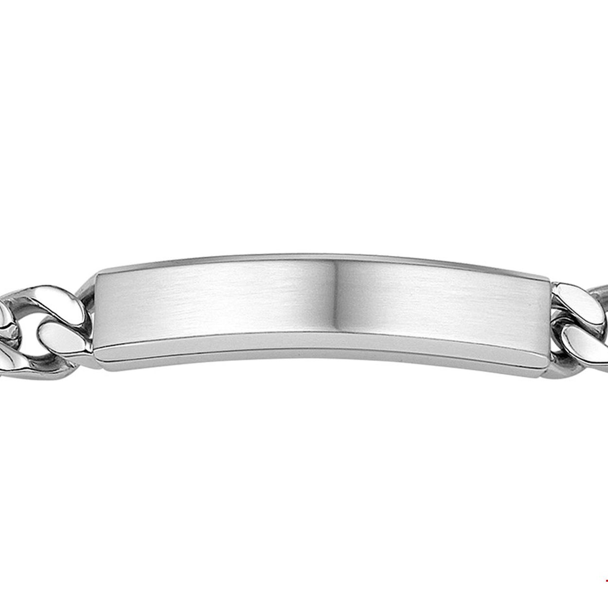 Beschrijving: Stalen graveerarmband met gourmet schakel. 
Verpakt per: 1
Doelgroep: heren
Breedte: 10.5 mm
Langste lengte: 22 mm