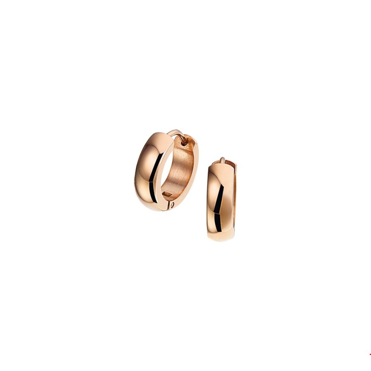Beschrijving: Stalen klapcreolen met een poli afwerking. De creolen hebben een rosegouden PVD-plating. 
Verpakt per: 1
Doelgroep: dames
Breedte: 4 mm