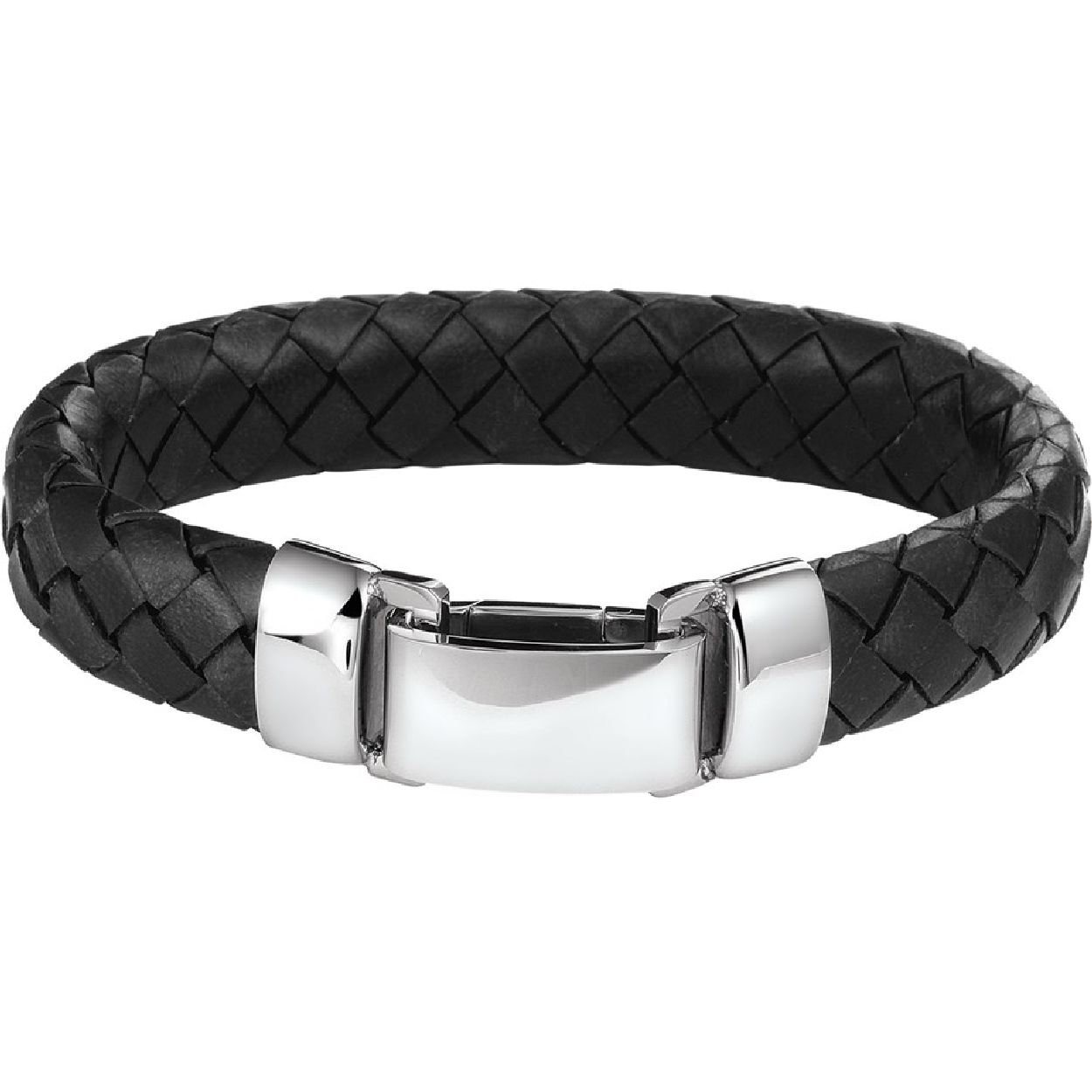 De armband is gemaakt van staal en is zwartkleurig. Het is een sieraad voor heren.