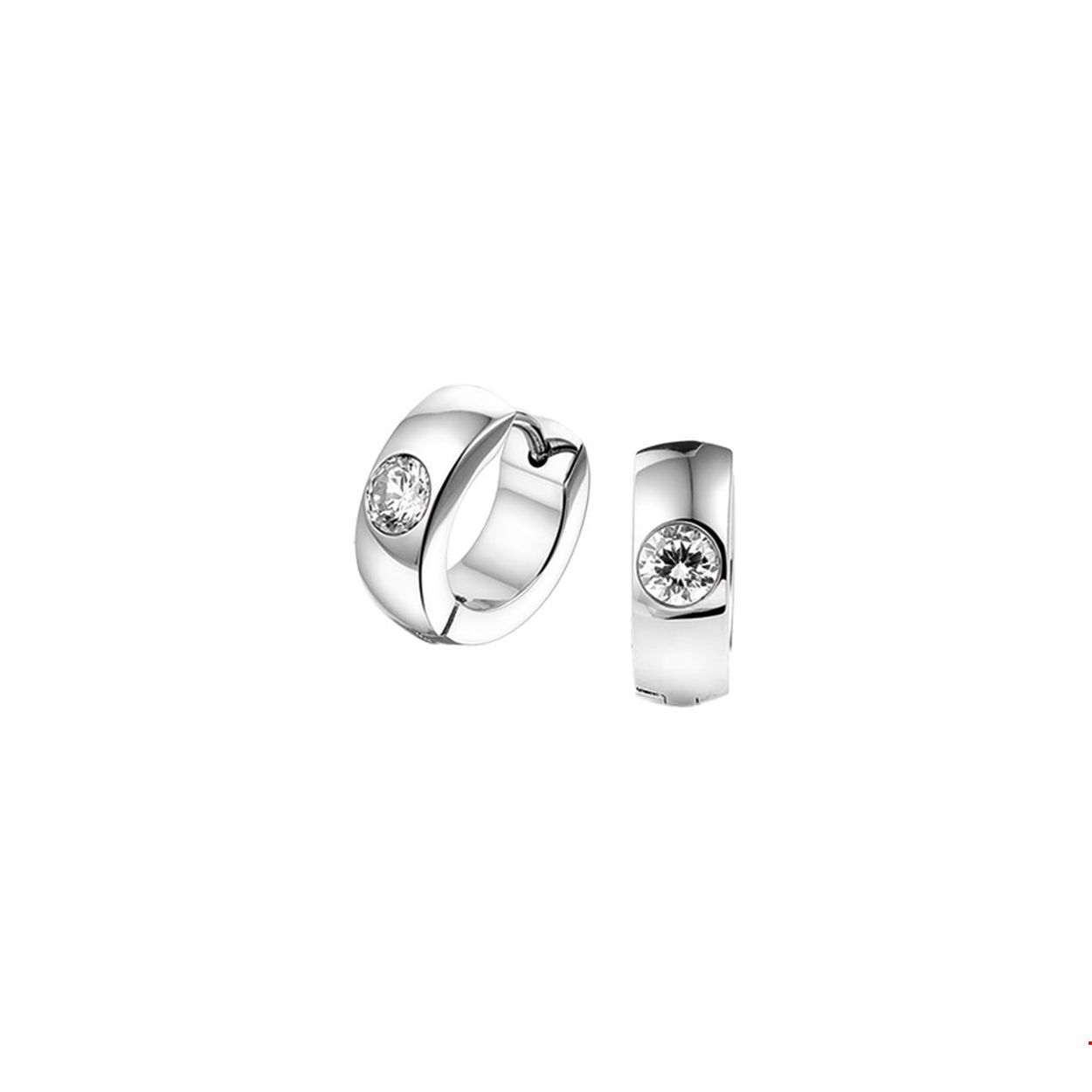 Beschrijving: Stalen klapcreolen met zirkonia. 
Verpakt per: 1
Doelgroep: dames
Breedte: 5 mm
Zetting: solitaire