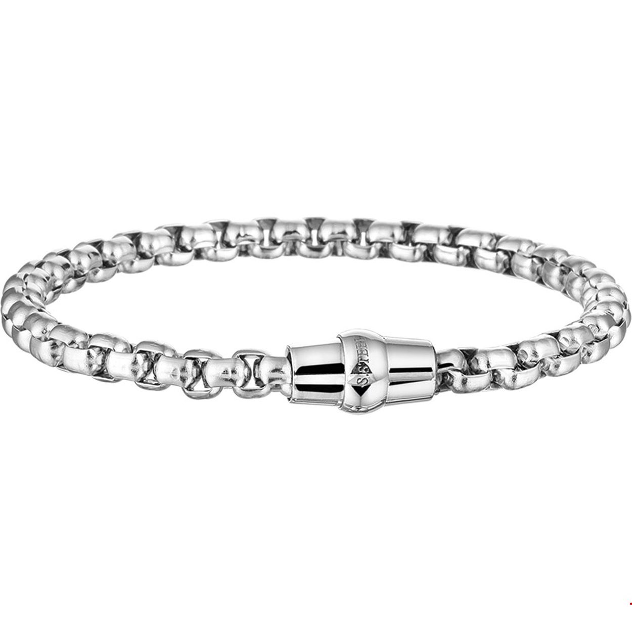 Beschrijving: Stalen schakelarmband met magneetsluiting.
Verpakt per: 1
Doelgroep: dames
Breedte: 5 mm
Langste lengte: 18.5 mm