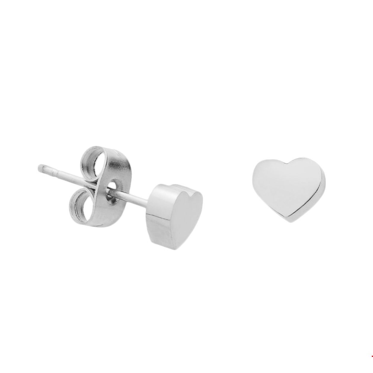 Stalen oorknoppen met een hart.
Breedte: 6 mm
Hoogte: 5 mm