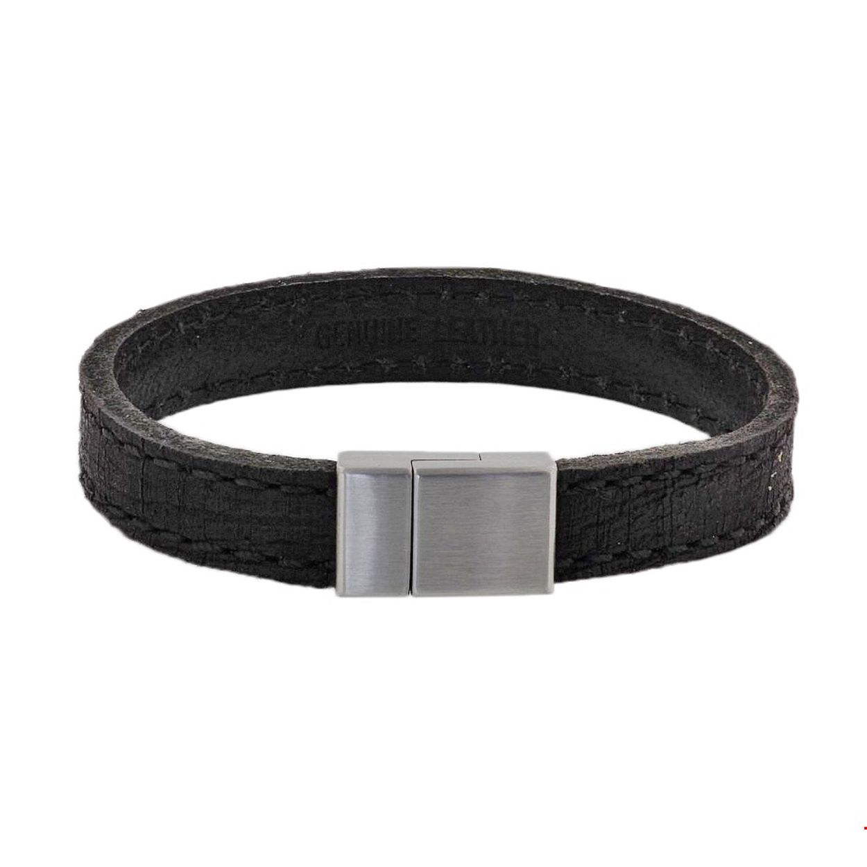 Stalen armband met zwart.
Doelgroep: heren
Breedte: 12 mm
Langste lengte: 21 cm
