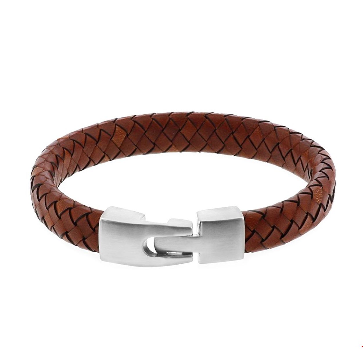 Beschrijving: Stalen armband met gevlochten bruin leer.
Verpakt per: 1
Doelgroep: heren
Breedte: 11 mm
Langste lengte: 21.5 mm