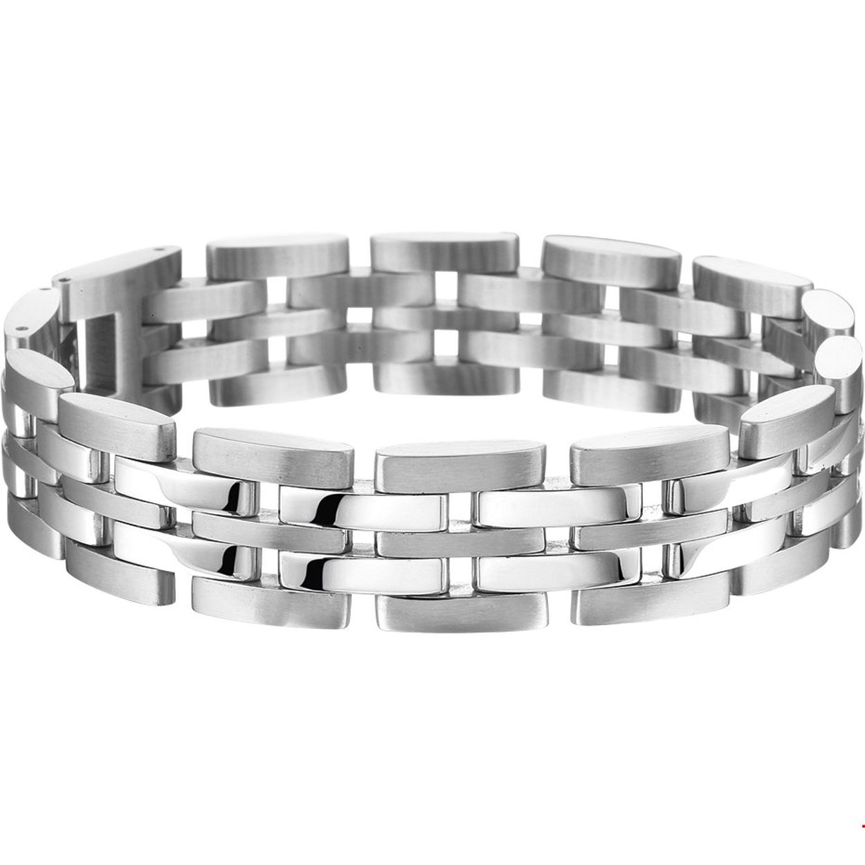 Beschrijving: Stalen armband met een poli/matte afwerking.
Verpakt per: 1
Doelgroep: heren
Breedte: 14 mm
Langste lengte: 21.5 mm