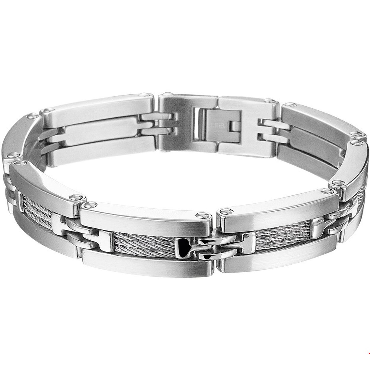Beschrijving: Stalen armband met een poli/matte afwerking.
Doelgroep: heren
Breedte: 13 mm
Langste lengte: 21.5 cm